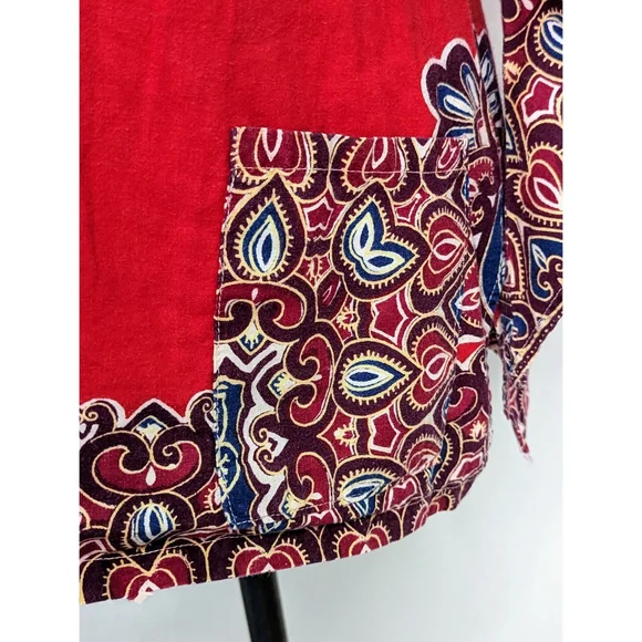 Vintage Red Paisley Boho Tunic Top - Picture 3 of 4